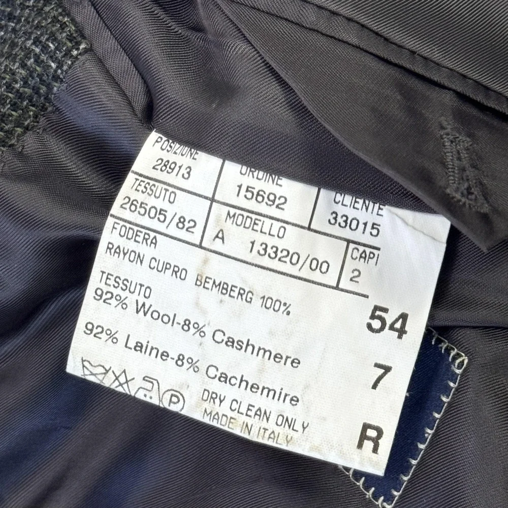 Canali Suit Jacket Mens 54‎ Gray Check Wool Cashmere Tweed Sport Coat Made Italy